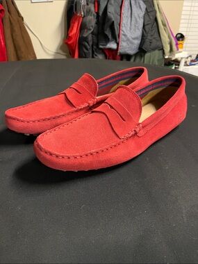Lacoste Men's Red Suede Penny Driving Loafers